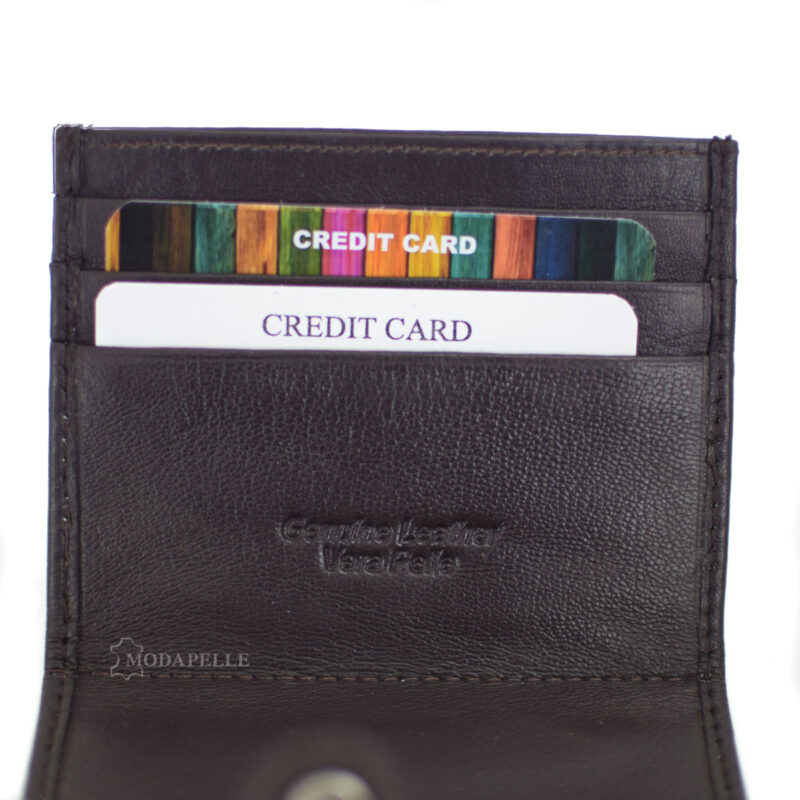 Leather card holder in brown color