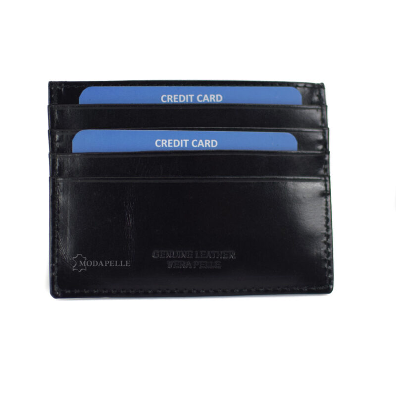 Leather card holder in black color