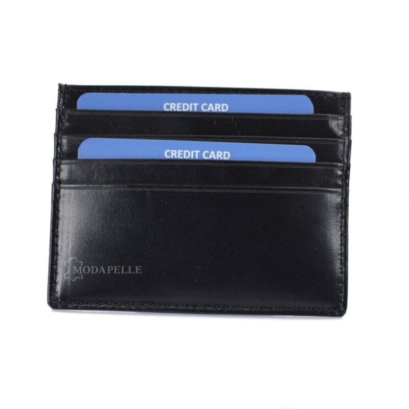 Leather card holder in black color