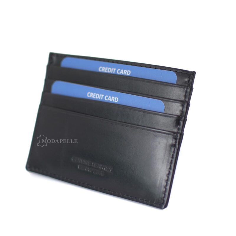 Leather card holder in black color