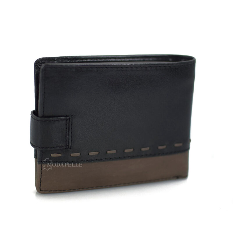 Leather men's wallet  in black grey color