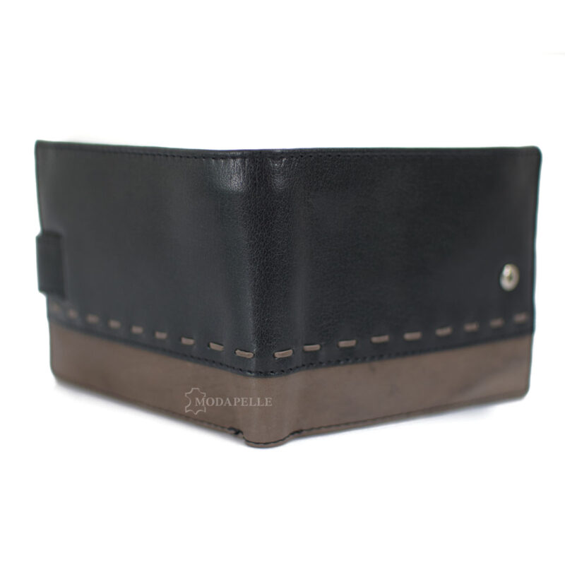 Leather men's wallet  in black grey color