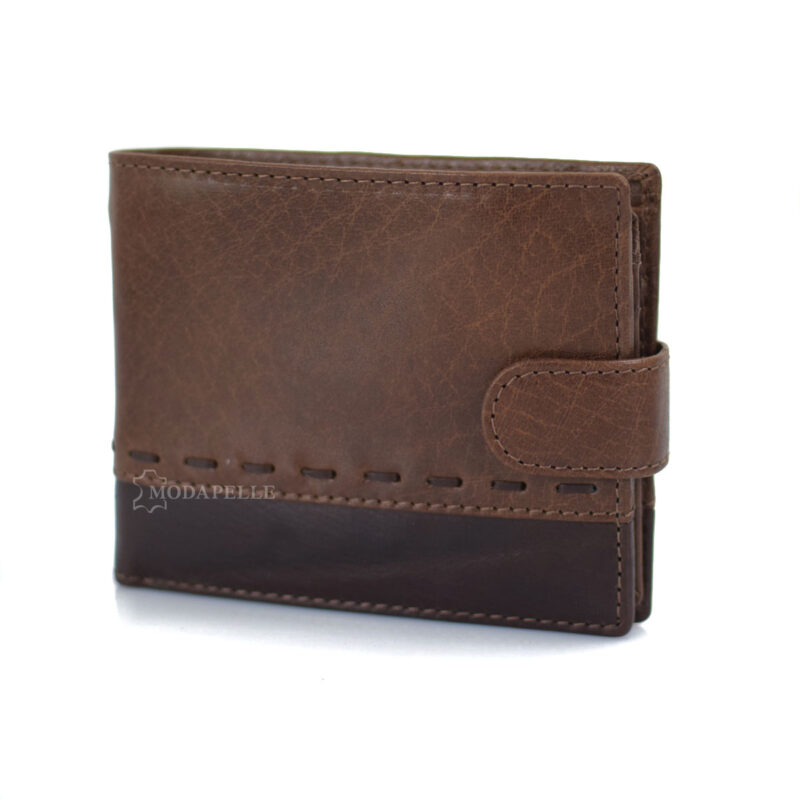 Leather men's wallet in brown tan color