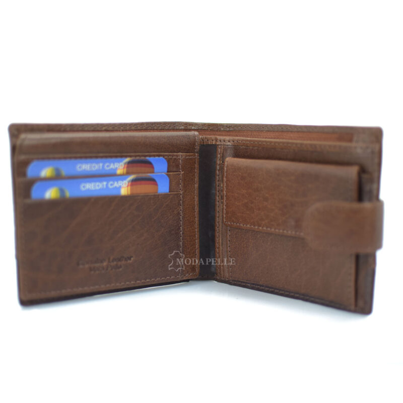 Leather men's wallet in brown tan color