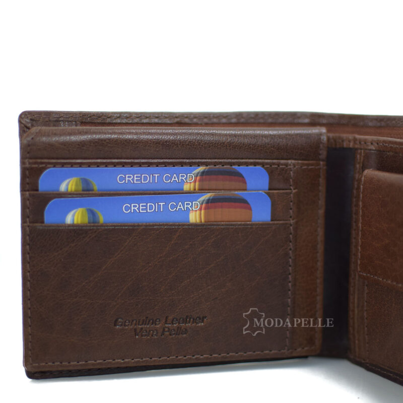 Leather men's wallet in brown tan color
