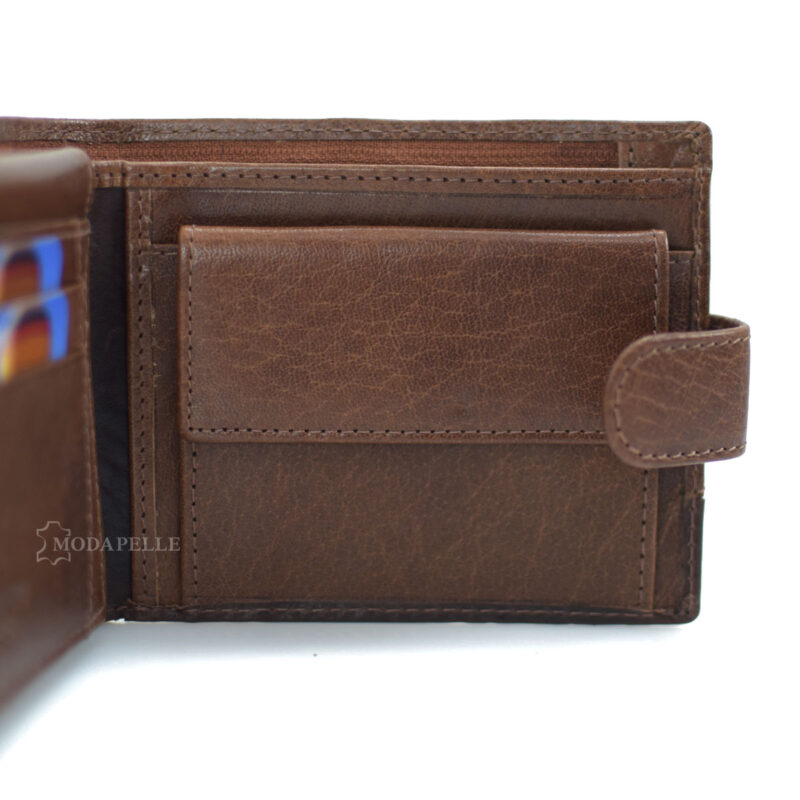 Leather men's wallet in brown tan color