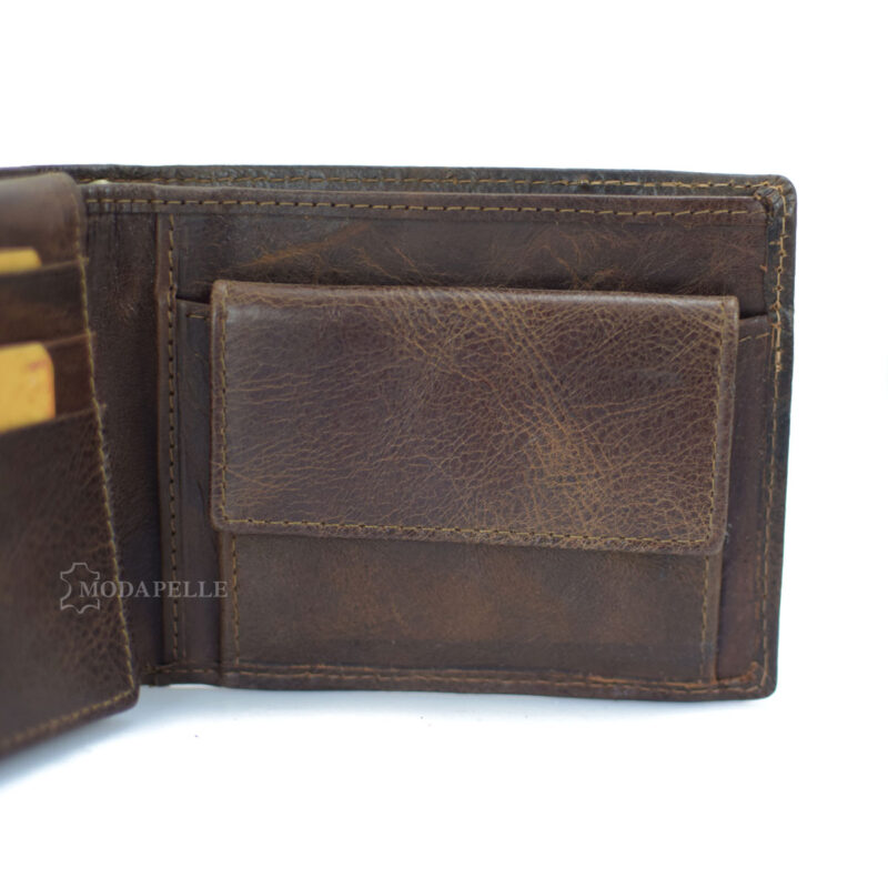 men's leather wallet with chain in brown color