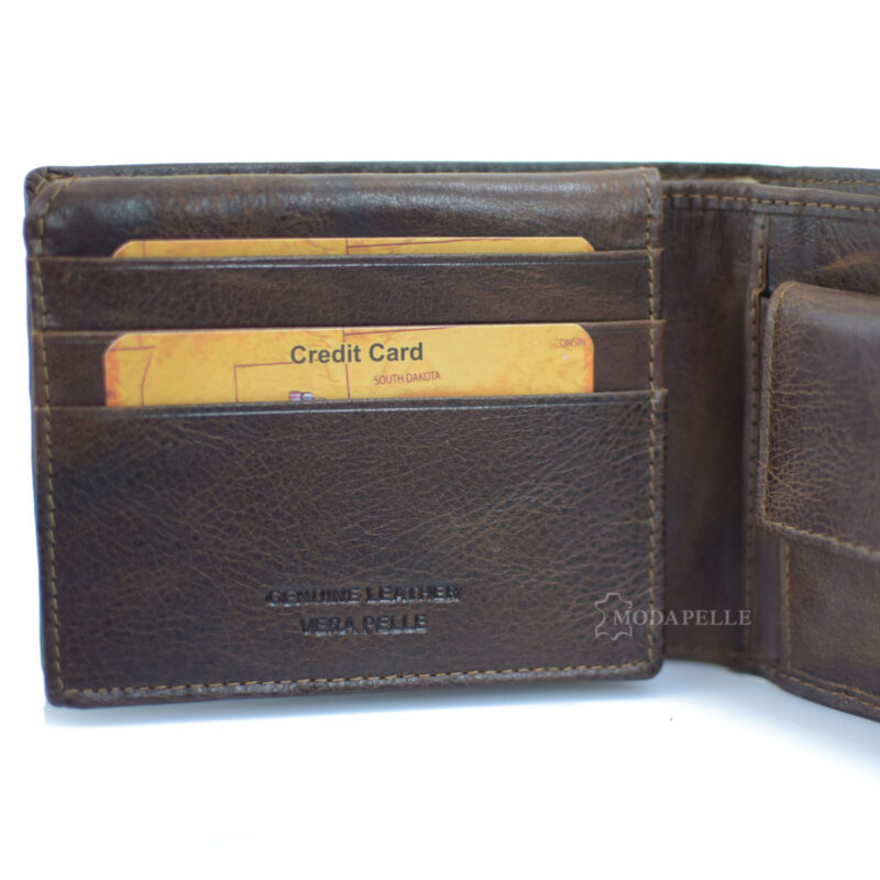 men's leather wallet with chain in brown color