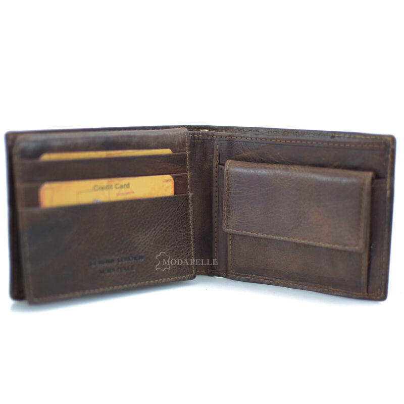 men's leather wallet with chain in brown color