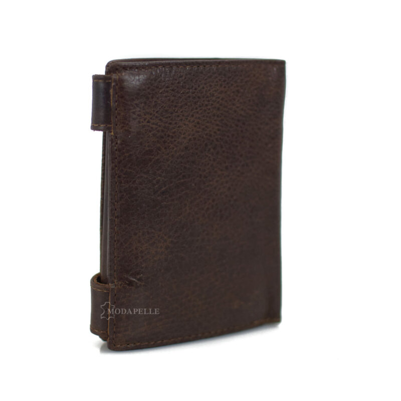 Men's leather wallet with chain in brown color