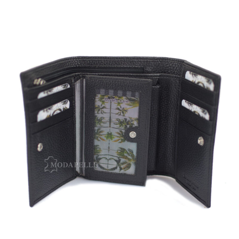 Women's leather wallet in black color