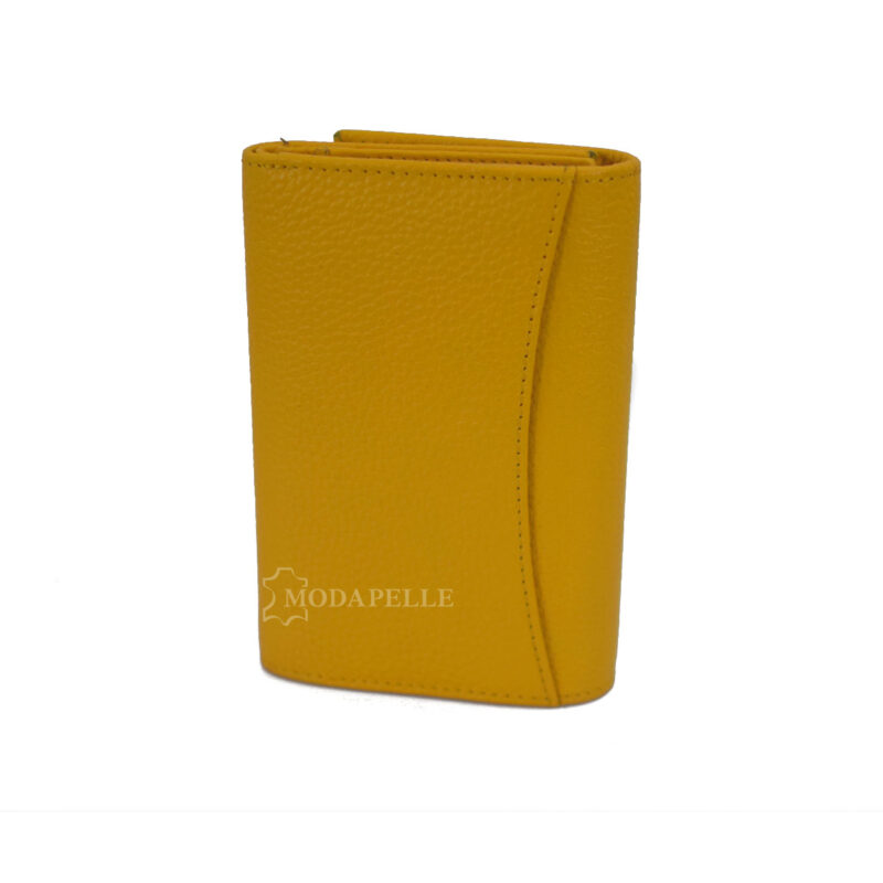 Women's leather wallet in yellow color