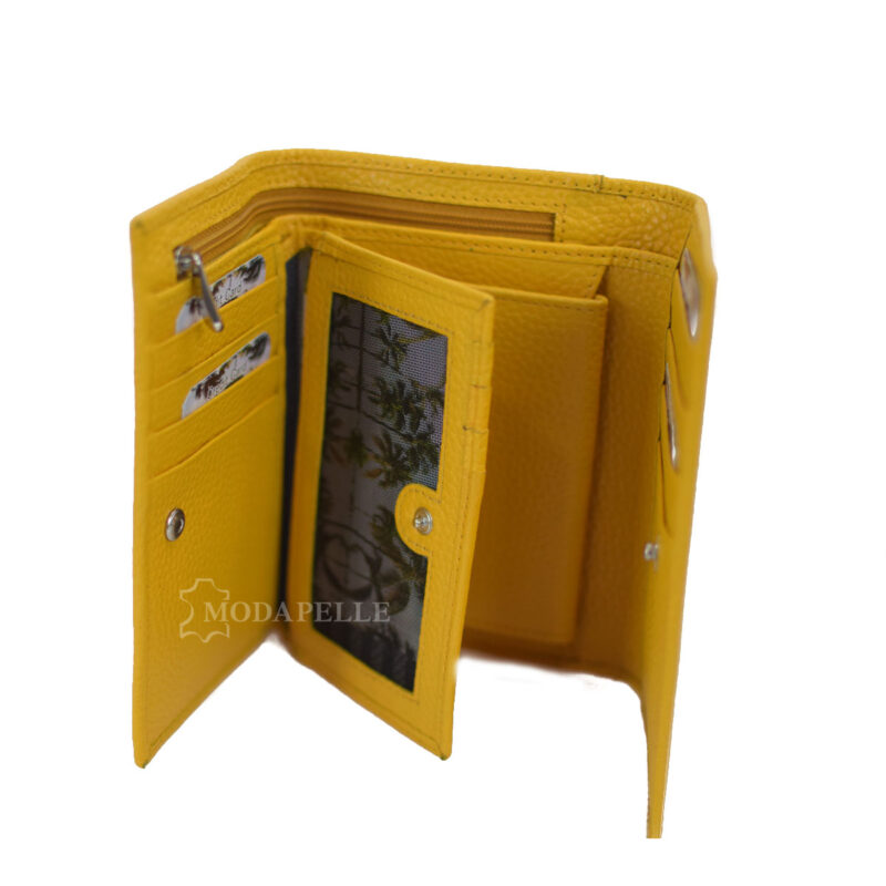 Women's leather wallet in yellow color