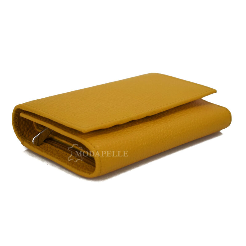 Women's leather wallet in yellow color