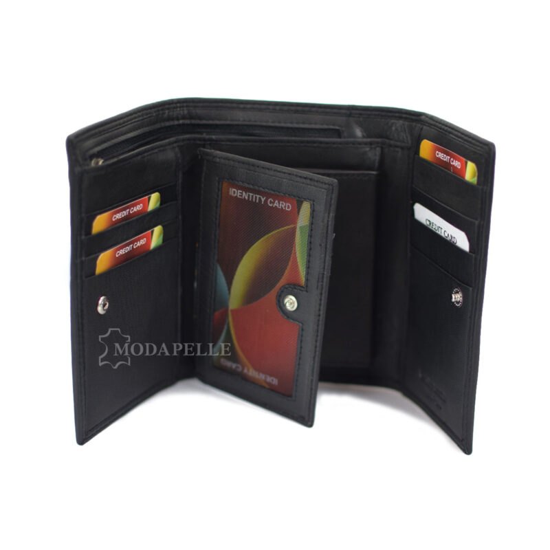 Women's leather wallet in black color