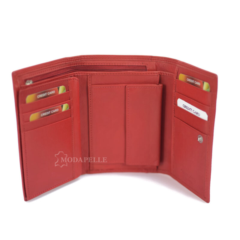 Women's leather wallet in red color