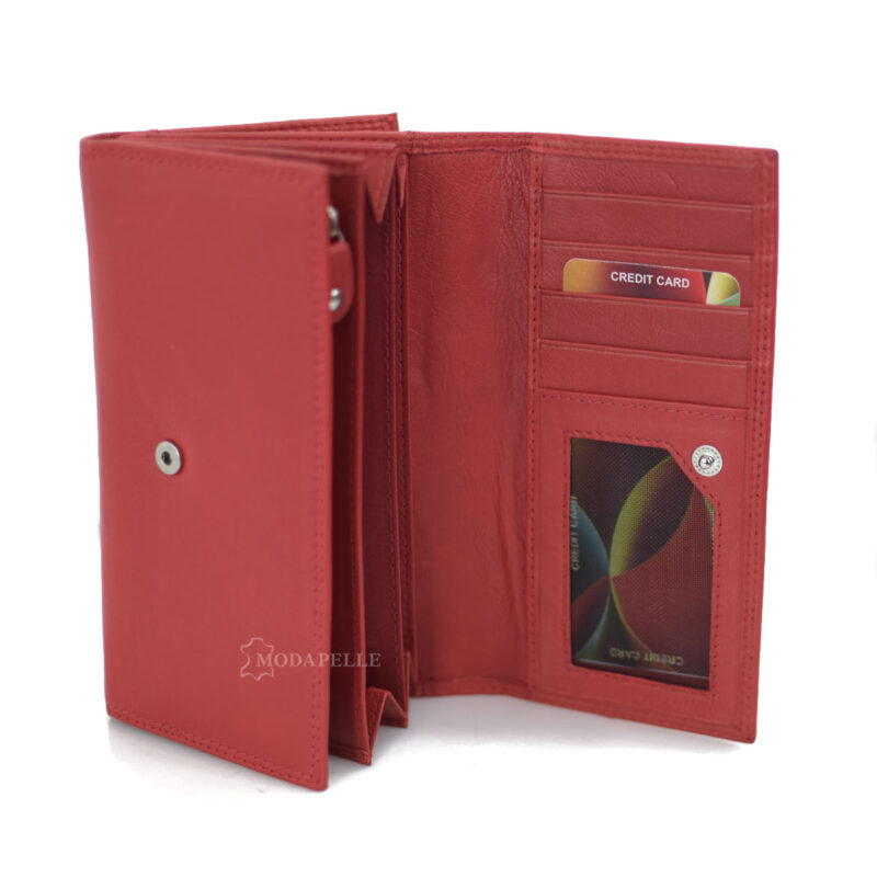 Women's leather wallet in red color