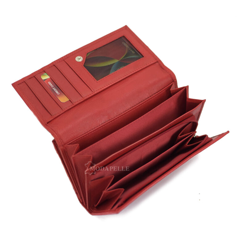 Women's leather wallet in red color