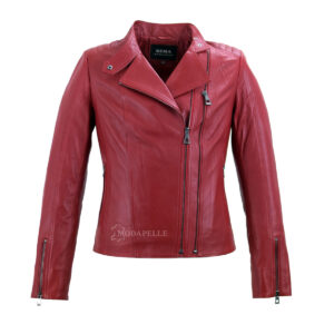 women's leather jacket in red color