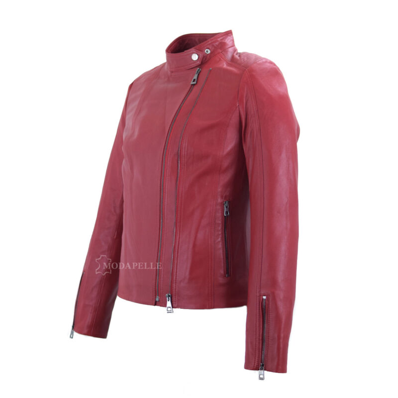 women's leather jacket in red color