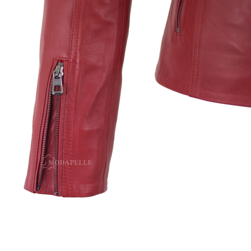 women's leather jacket in red color