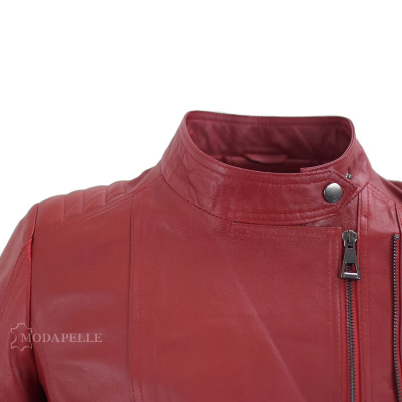 women's leather jacket in red color