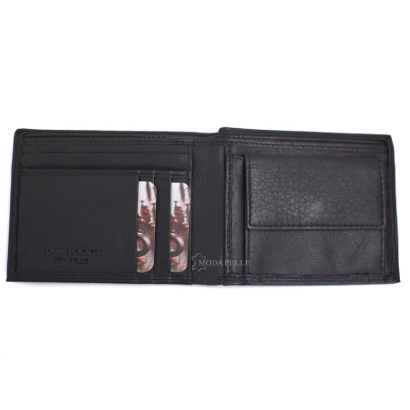 Men's leather wallet in black color