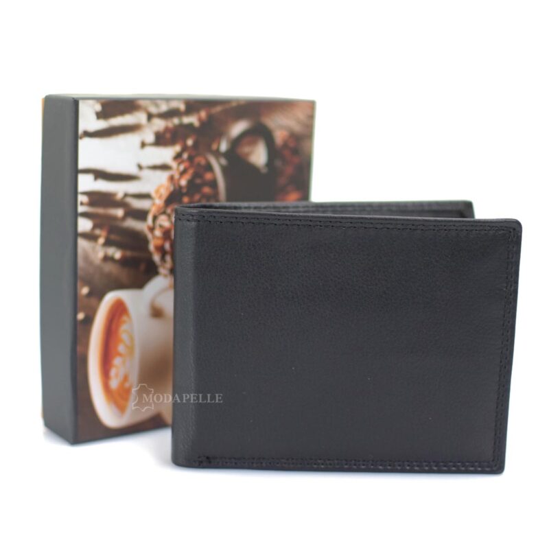 Men's leather wallet in black color