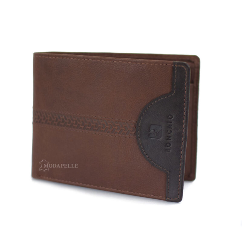 Leather men's wallet in tan color