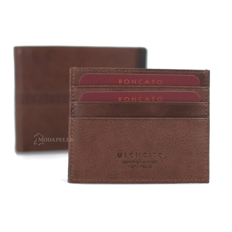 Leather men's wallet in tan color