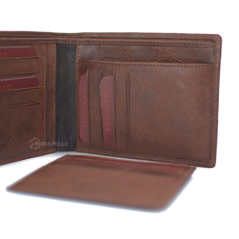 Leather men's wallet in tan color