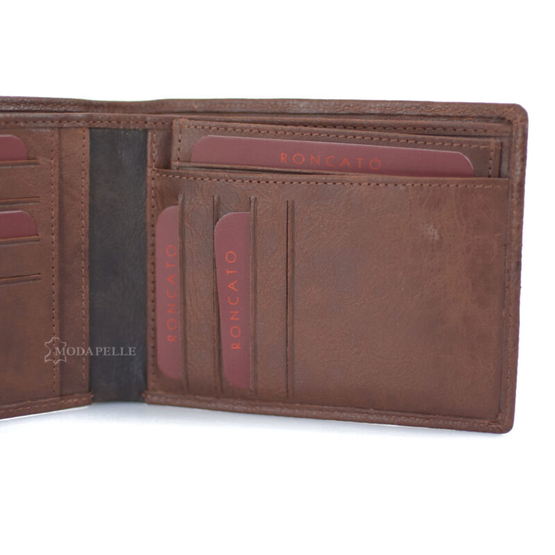 Leather men's wallet in tan color