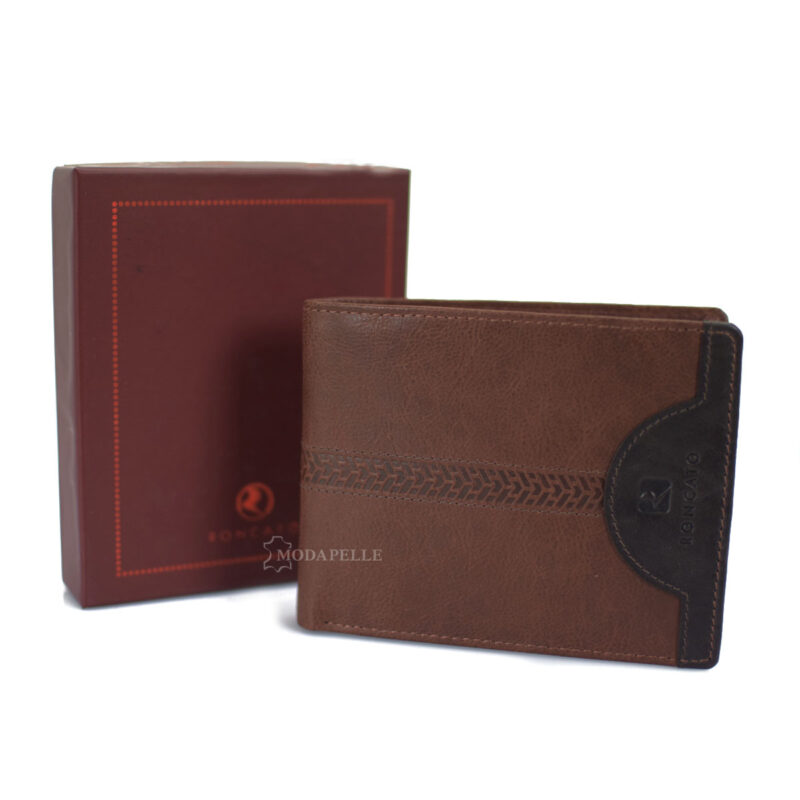 Leather men's wallet in tan color