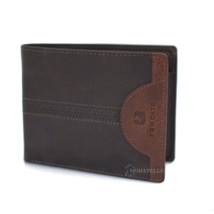 Leather men's wallet in brown color