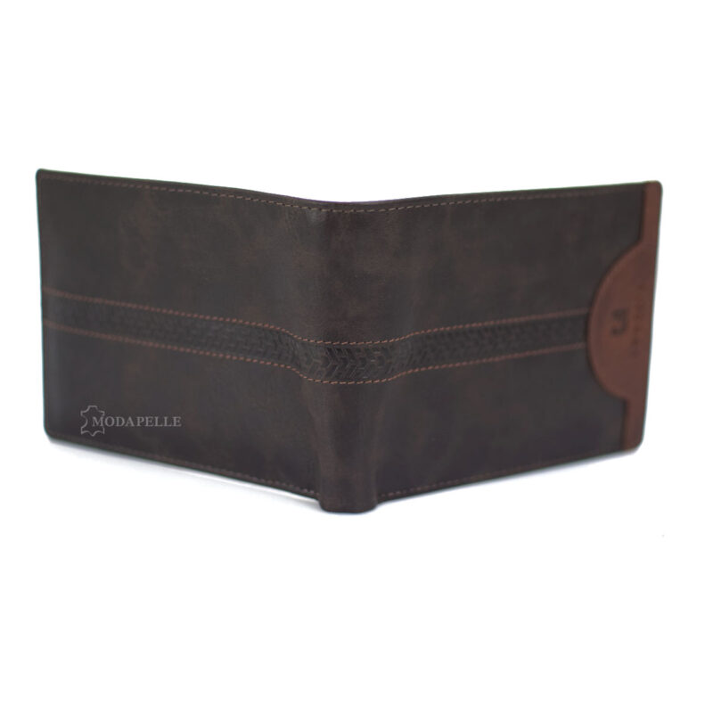 Leather men's wallet in brown color