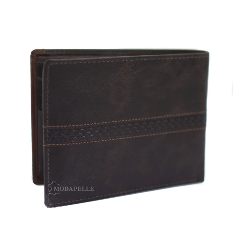 Leather men's wallet in brown color