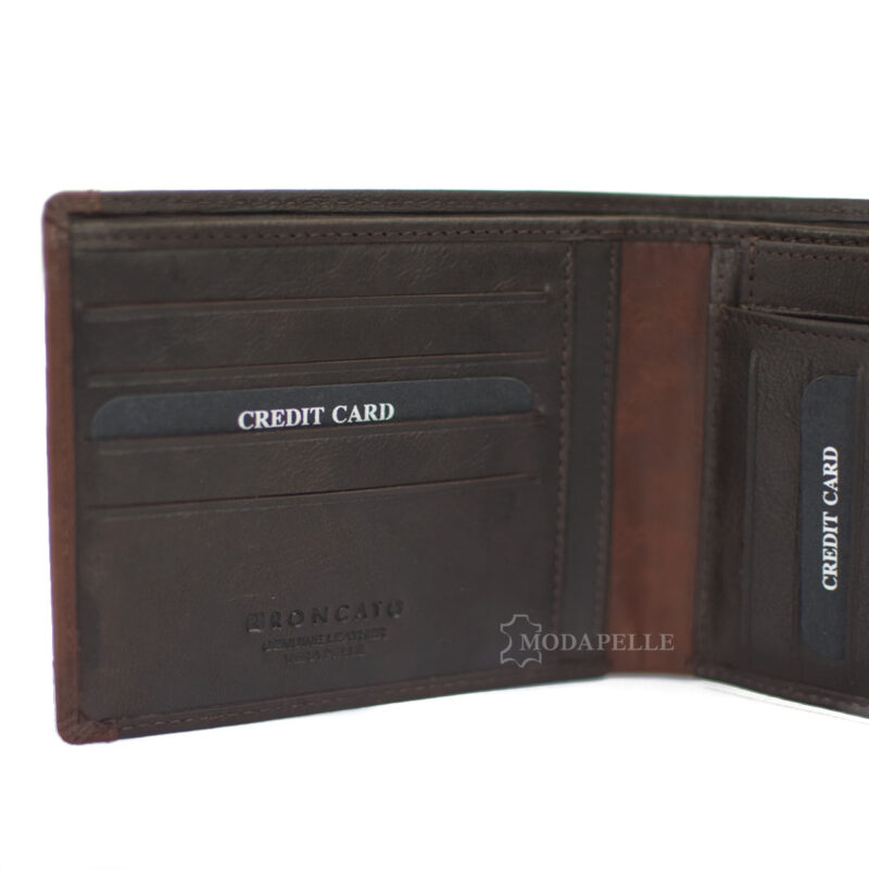 Leather men's wallet in brown color