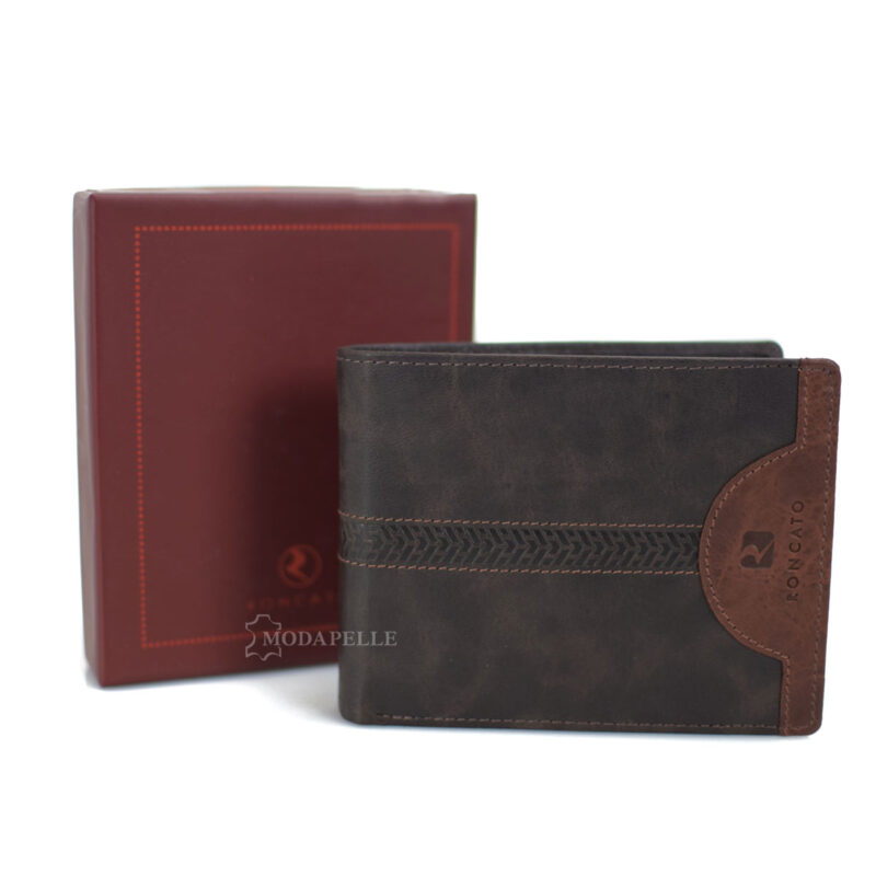 Leather men's wallet in brown color