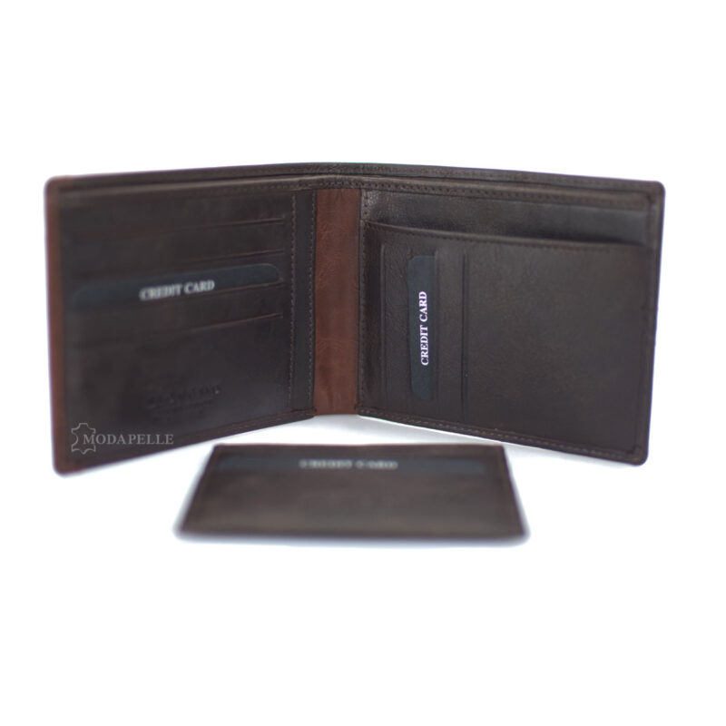 Leather men's wallet in brown color