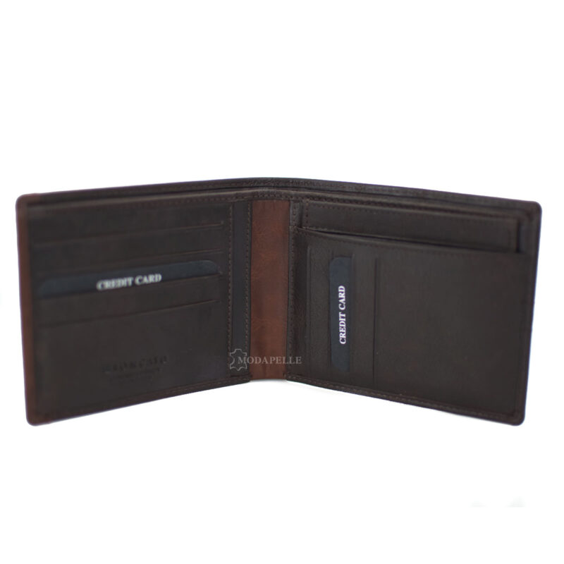 Leather men's wallet in brown color