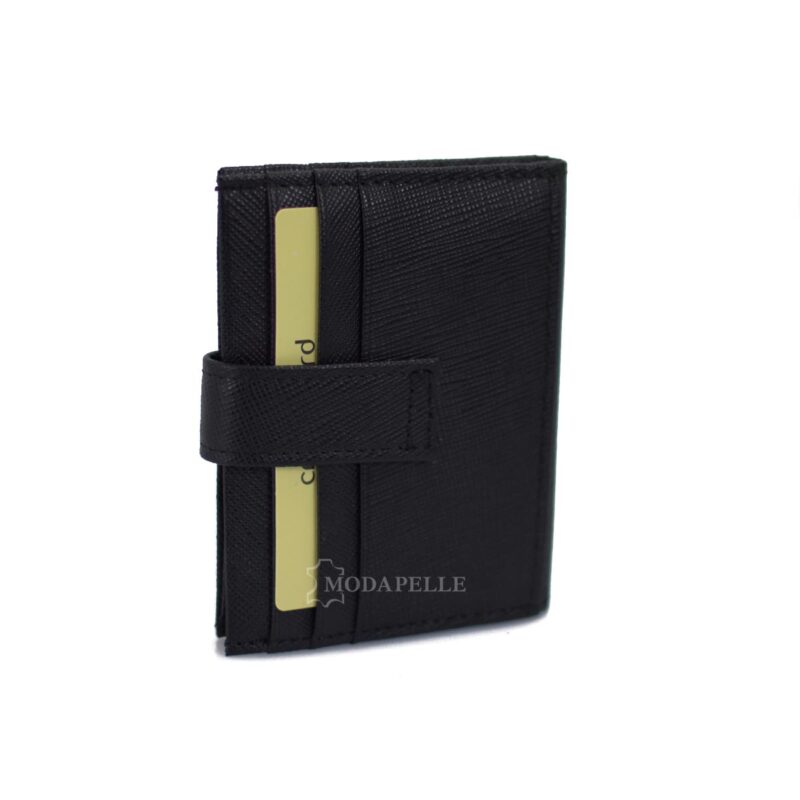 Leather card holder in black color