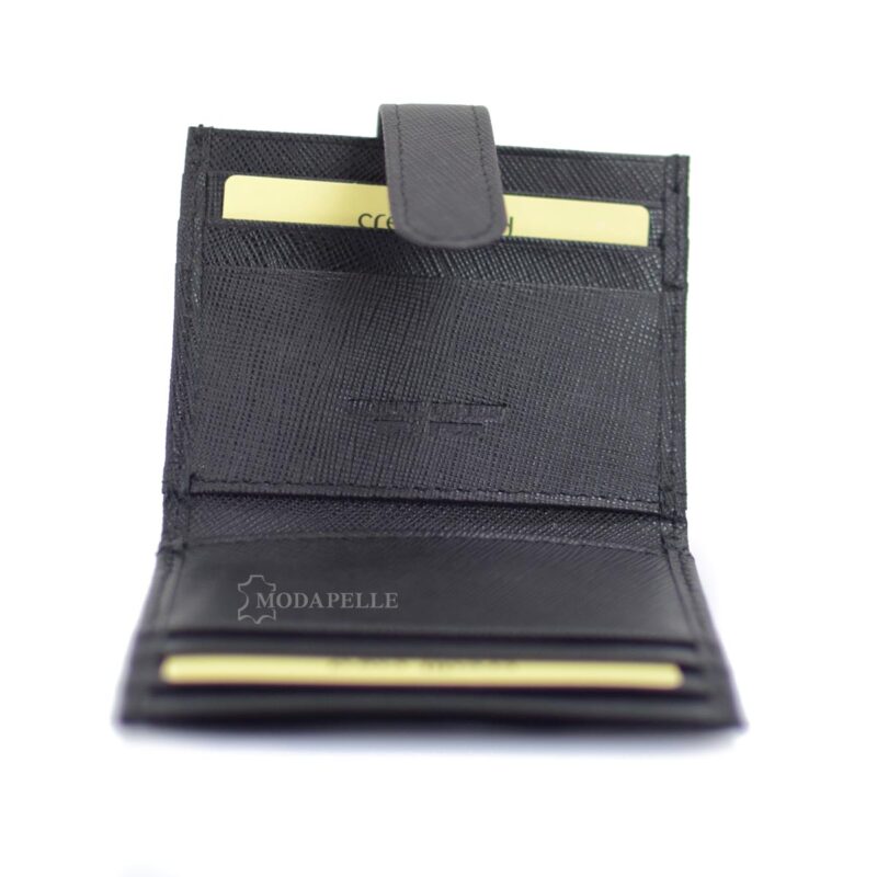 Leather card holder in black color