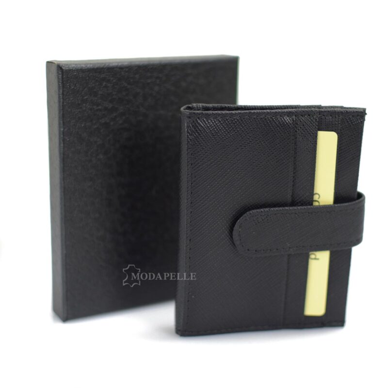 Leather card holder in black color