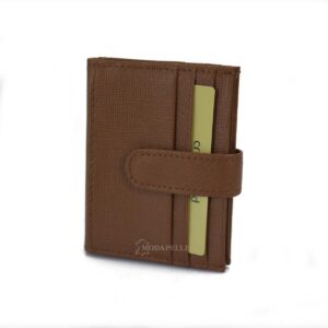 Leather card holder in tan color