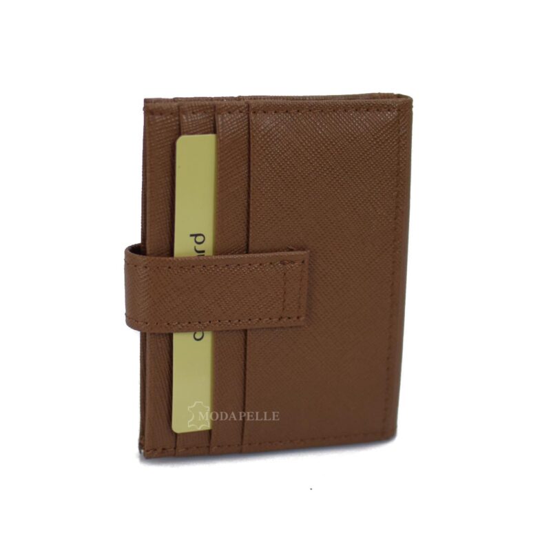 Leather card holder in tan color