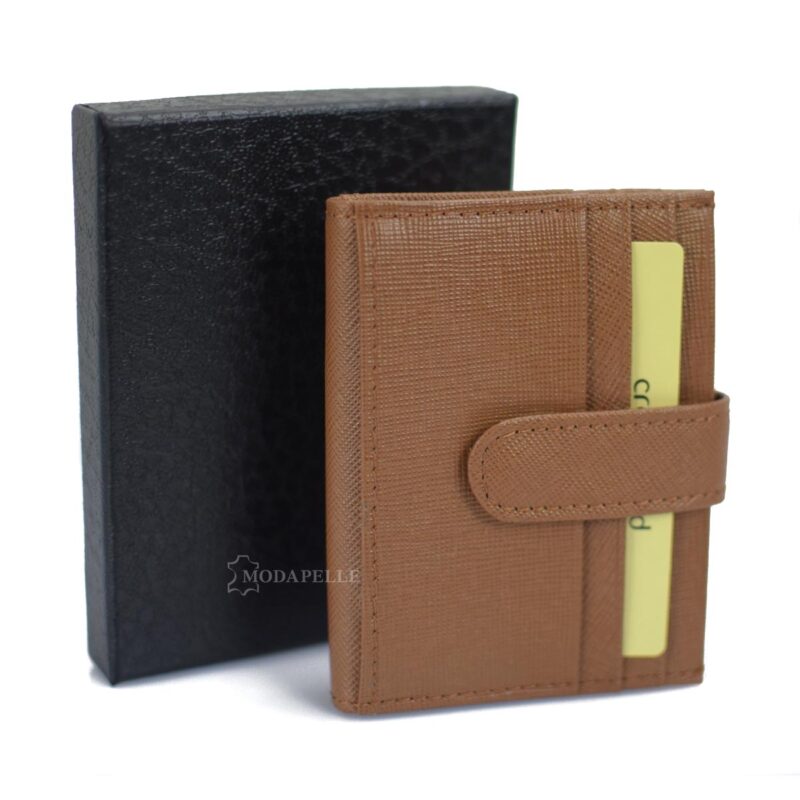 Leather card holder in tan color