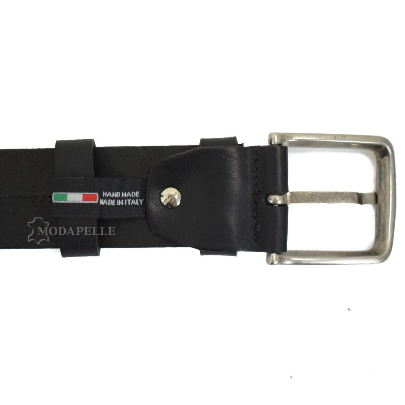 Leather belt in black color, made in Italy - Modapelle