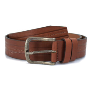 leather belt in brown color, made in Italy - Modapelle