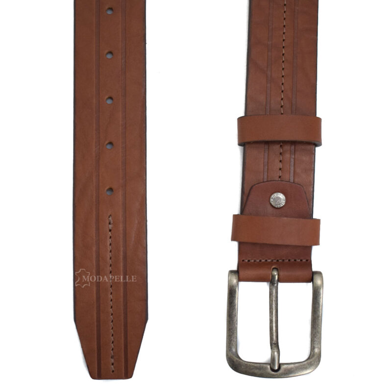 leather belt in brown color, made in Italy - Modapelle