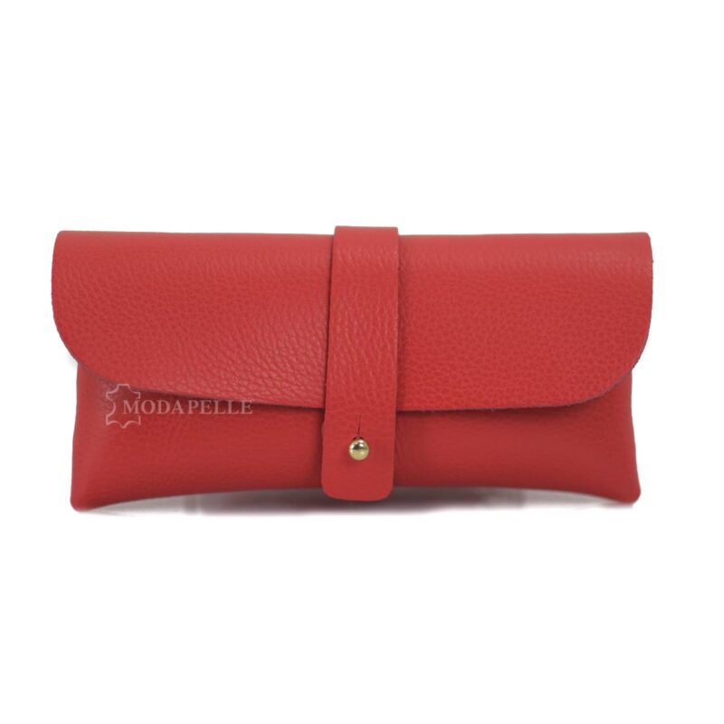 Leather glasses case in red color